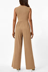 PRETTYGARDEN Womens Summer Jumpsuits Dressy Casual One Piece Outfits Sleeveless Mock Neck Wide Leg Pants Rompers with Pockets
