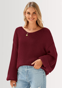 PRETTYGARDEN Women's Fall Oversized Sweaters Long Sleeve V Neck Dressy Casual Chunky Knit Loose Pullover Tops Winter Clothing