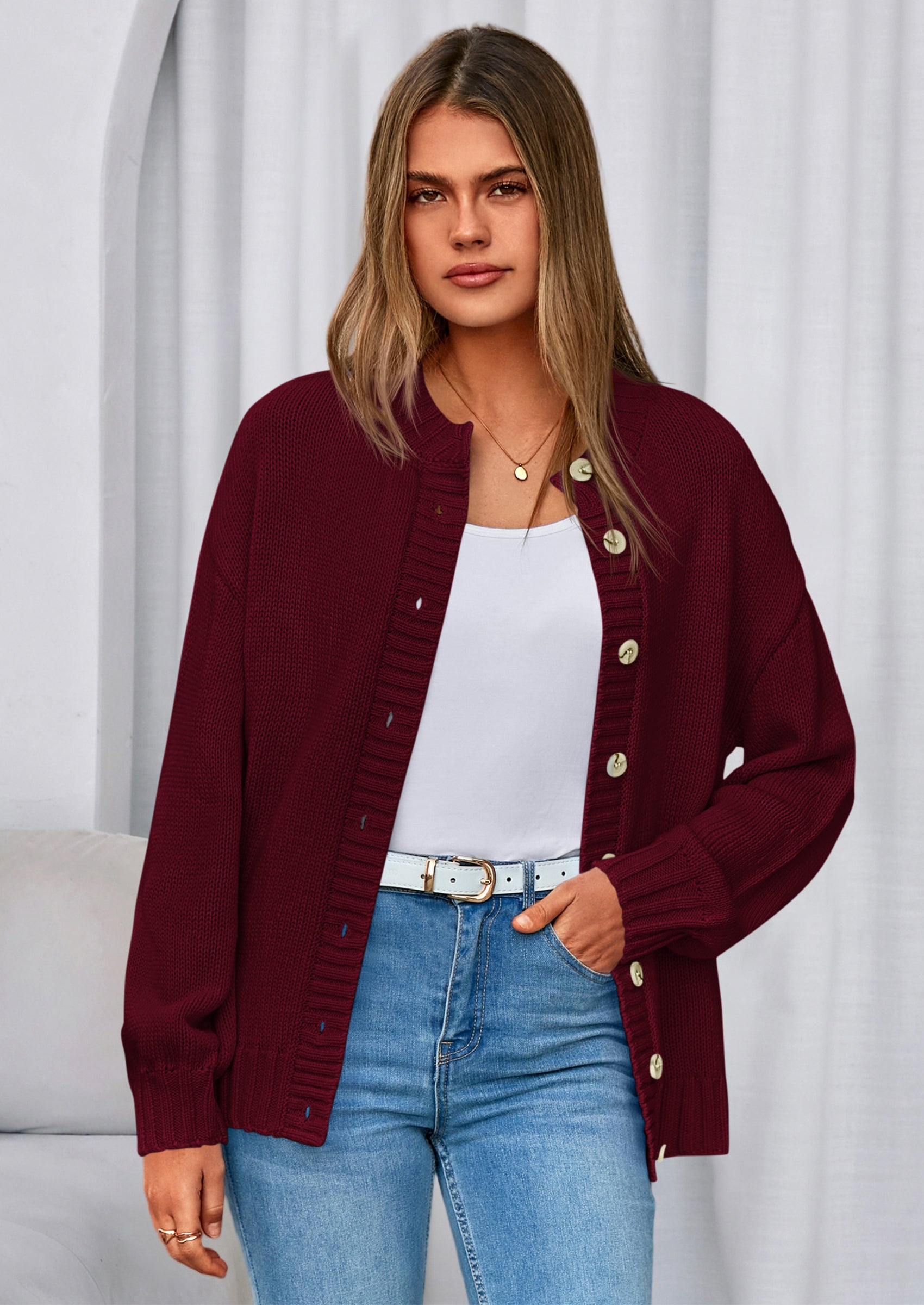 PRETTYGARDEN Women's Winter Cardigan Sweaters Trendy Chunky Knit Long Sleeve Button Up Casual Warm Fall Jackets Coats