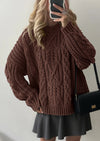 PRETTYGARDEN Women's Oversized Fall Sweaters Casual Long Sleeve Crewneck Chunky Cable Knit Pullover Tops Winter Clothes