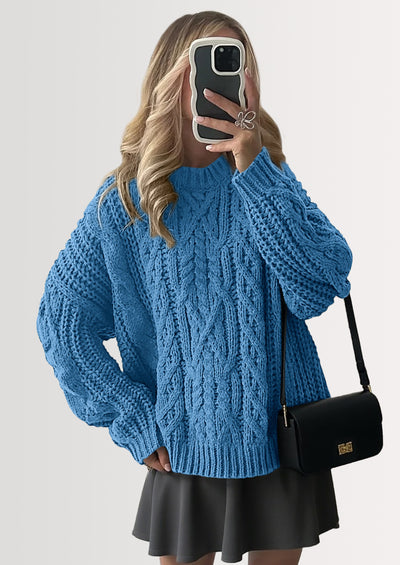 PRETTYGARDEN Women's Oversized Fall Sweaters Casual Long Sleeve Crewneck Chunky Cable Knit Pullover Tops Winter Clothes