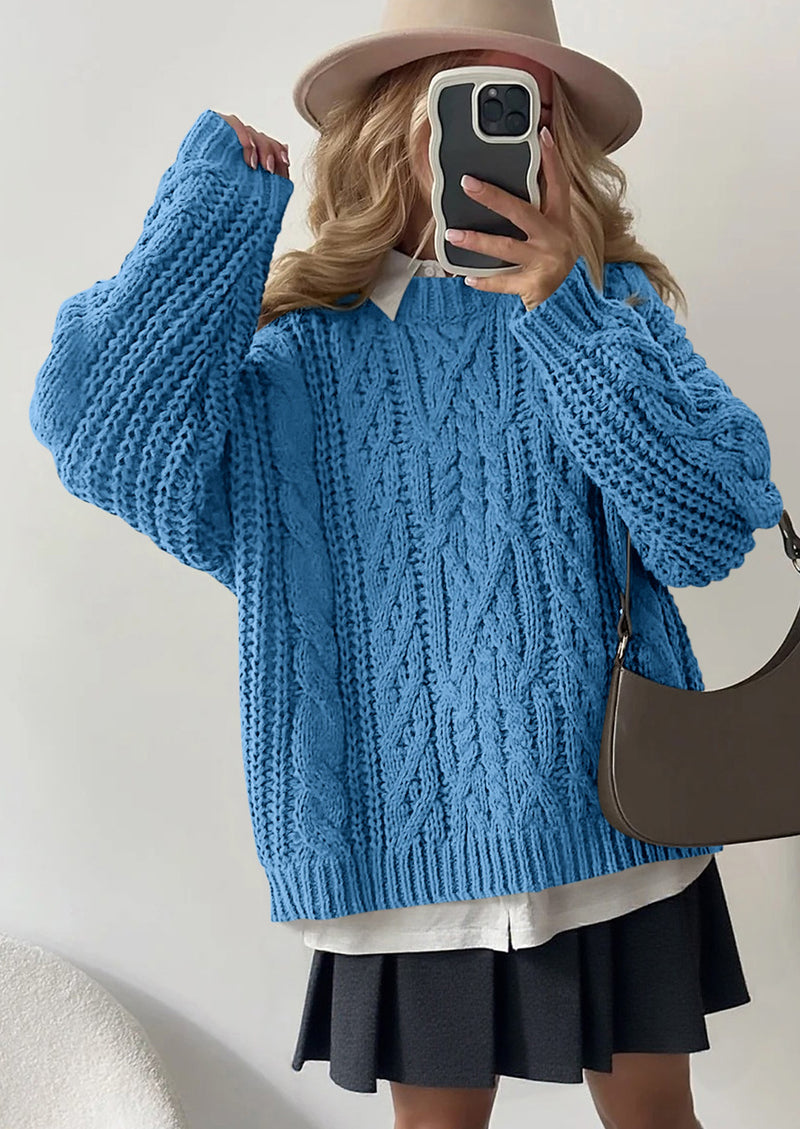 PRETTYGARDEN Women's Oversized Fall Sweaters Casual Long Sleeve Crewneck Chunky Cable Knit Pullover Tops Winter Clothes