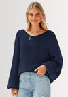 PRETTYGARDEN Women's Fall Oversized Sweaters Long Sleeve V Neck Dressy Casual Chunky Knit Loose Pullover Tops Winter Clothing