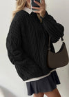 PRETTYGARDEN Women's Oversized Fall Sweaters Casual Long Sleeve Crewneck Chunky Cable Knit Pullover Tops Winter Clothes
