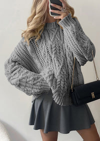 PRETTYGARDEN Women's Oversized Fall Sweaters Casual Long Sleeve Crewneck Chunky Cable Knit Pullover Tops Winter Clothes