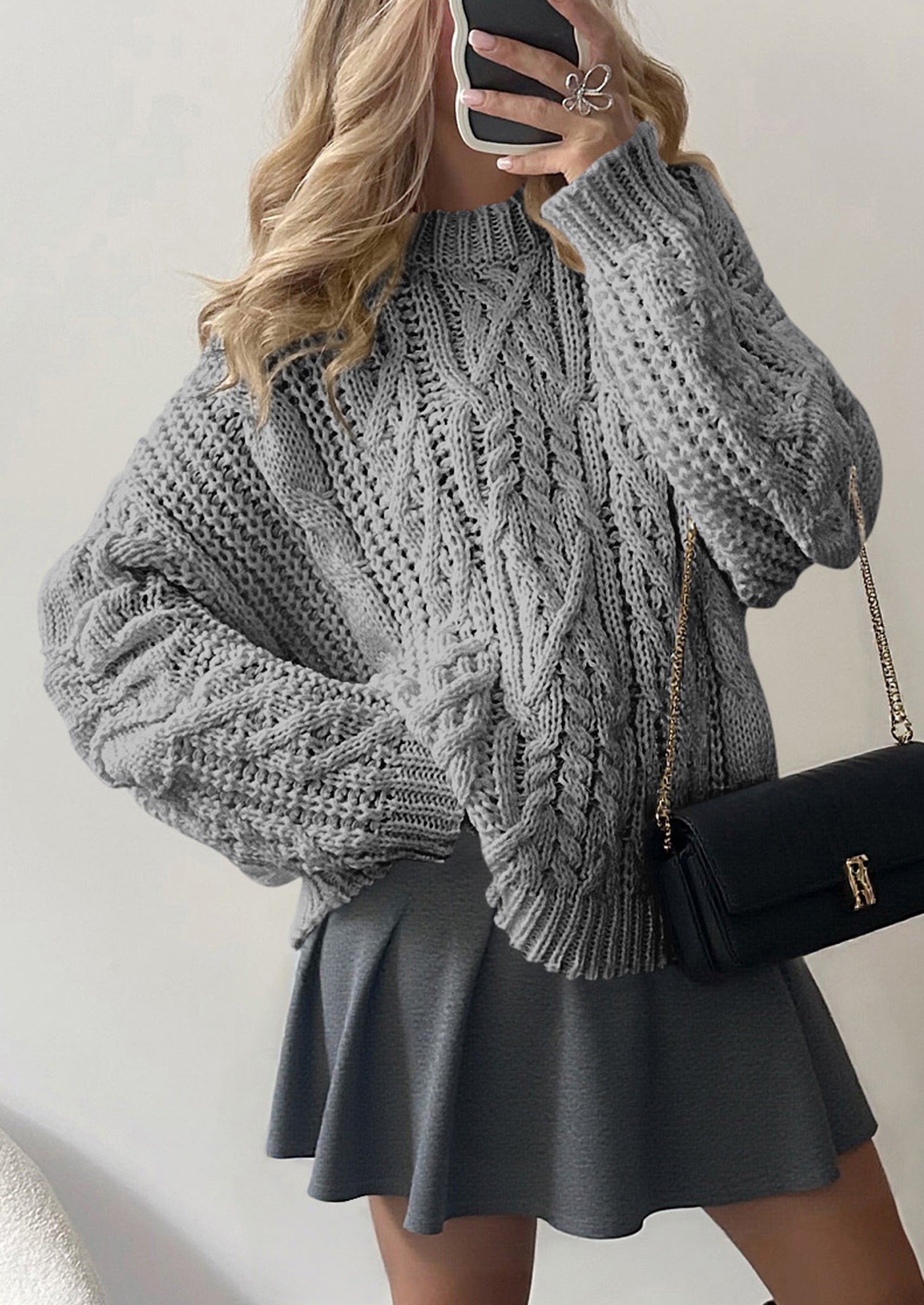 PRETTYGARDEN Women's Oversized Fall Sweaters Casual Long Sleeve Crewneck Chunky Cable Knit Pullover Tops Winter Clothes