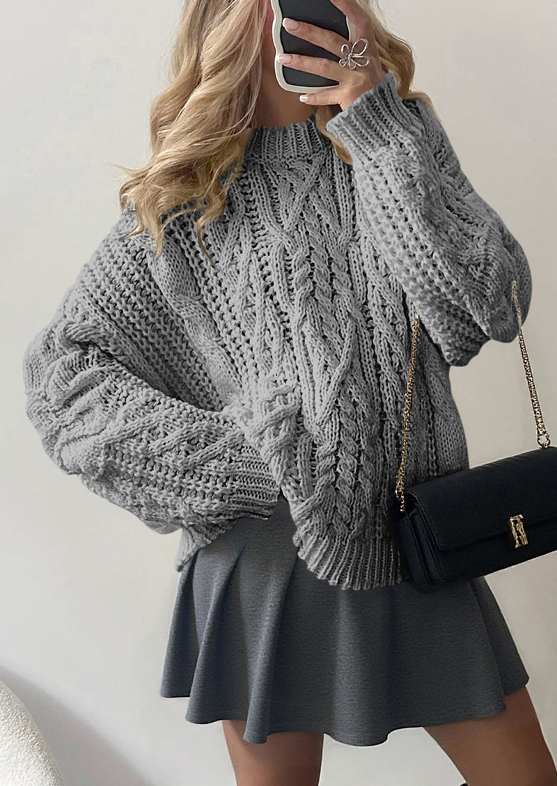 PRETTYGARDEN Women's Oversized Fall Sweaters Casual Long Sleeve Crewneck Chunky Cable Knit Pullover Tops Winter Clothes