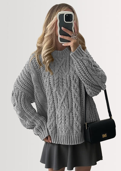 PRETTYGARDEN Women's Oversized Fall Sweaters Casual Long Sleeve Crewneck Chunky Cable Knit Pullover Tops Winter Clothes