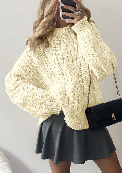 PRETTYGARDEN Women's Oversized Fall Sweaters Casual Long Sleeve Crewneck Chunky Cable Knit Pullover Tops Winter Clothes