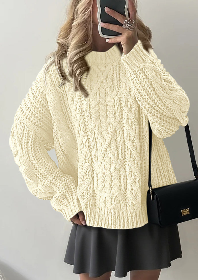 PRETTYGARDEN Women's Oversized Fall Sweaters Casual Long Sleeve Crewneck Chunky Cable Knit Pullover Tops Winter Clothes