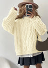 PRETTYGARDEN Women's Oversized Fall Sweaters Casual Long Sleeve Crewneck Chunky Cable Knit Pullover Tops Winter Clothes