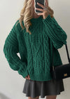 PRETTYGARDEN Women's Oversized Fall Sweaters Casual Long Sleeve Crewneck Chunky Cable Knit Pullover Tops Winter Clothes