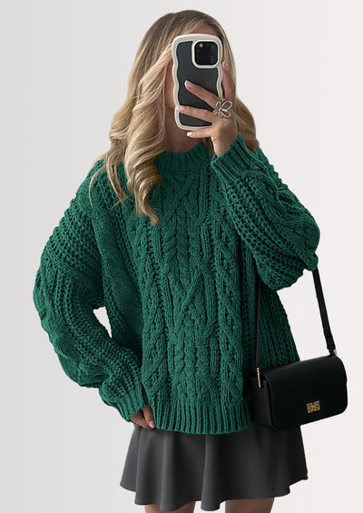 PRETTYGARDEN Women's Oversized Fall Sweaters Casual Long Sleeve Crewneck Chunky Cable Knit Pullover Tops Winter Clothes