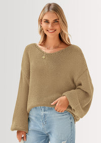 PRETTYGARDEN Women's Fall Oversized Sweaters Long Sleeve V Neck Dressy Casual Chunky Knit Loose Pullover Tops Winter Clothing