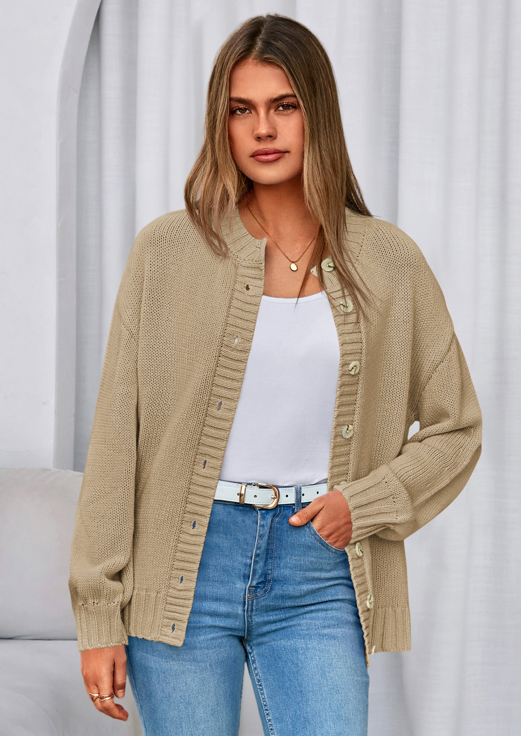 PRETTYGARDEN Women's Winter Cardigan Sweaters Trendy Chunky Knit Long Sleeve Button Up Casual Warm Fall Jackets Coats