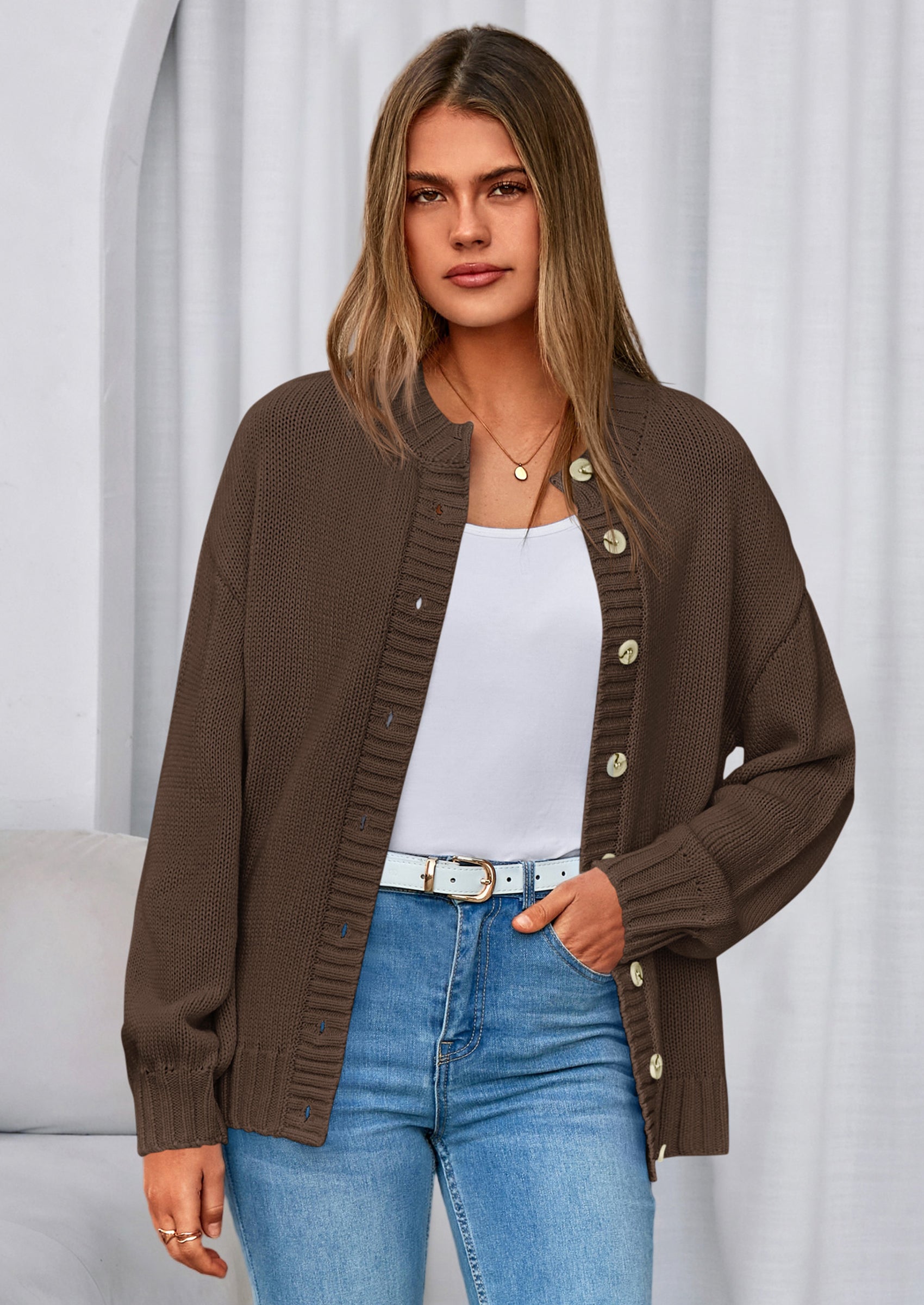 PRETTYGARDEN Women's Winter Cardigan Sweaters Trendy Chunky Knit Long Sleeve Button Up Casual Warm Fall Jackets Coats
