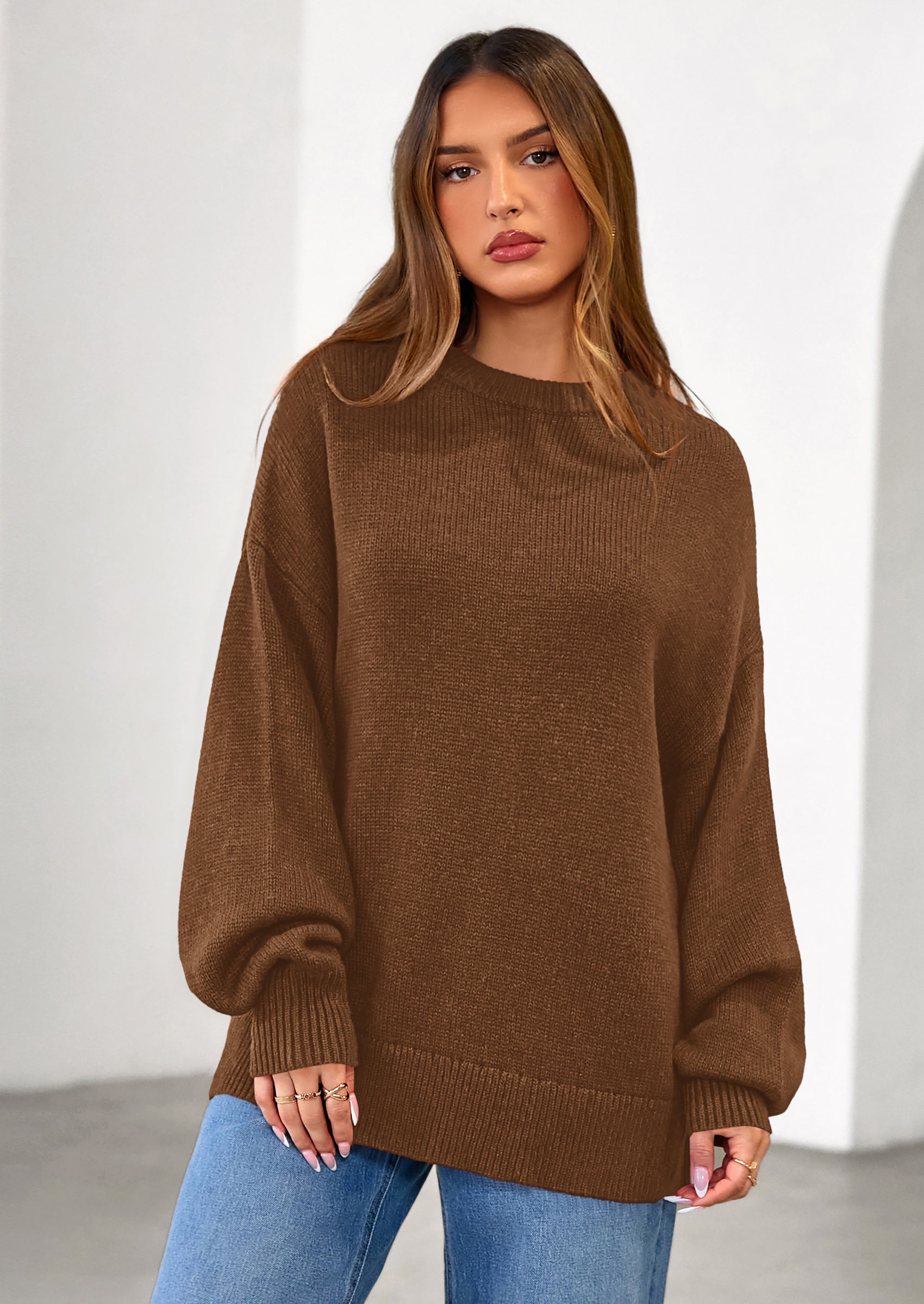 PRETTYGARDEN Womens Sweaters Fall Trendy Casual Crewneck Long Sleeve Cozy Knit Pullover Sweater Tops Winter Clothing