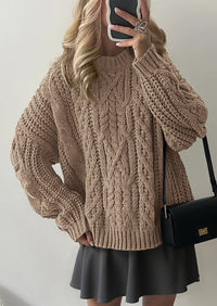 PRETTYGARDEN Women's Oversized Fall Sweaters Casual Long Sleeve Crewneck Chunky Cable Knit Pullover Tops Winter Clothes