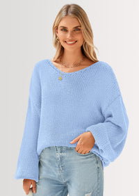 PRETTYGARDEN Women's Fall Oversized Sweaters Long Sleeve V Neck Dressy Casual Chunky Knit Loose Pullover Tops Winter Clothing