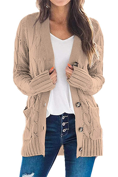 PRETTYGARDEN Women's Open Front Cardigan Sweaters Fall Fashion Button Down Cable Knit Chunky Winter Outerwear Coats