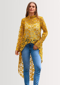 PRETTYGARDEN Women's Long Sleeve Round Neck High Low Asymmetrical Irregular Hem Casual Tops Blouse Shirt Dress