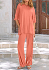 PRETTYGARDEN Women's 2 Piece Outfits Casual Short Sleeve Pullover Tops and Wide Leg Pants Lounge Sets Tracksuits