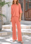 PRETTYGARDEN Women's 2 Piece Outfits Casual Short Sleeve Pullover Tops and Wide Leg Pants Lounge Sets Tracksuits