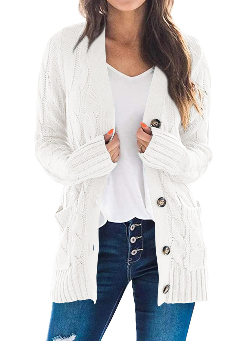 PRETTYGARDEN Women's Open Front Cardigan Sweaters Fall Fashion Button Down Cable Knit Chunky Winter Outerwear Coats