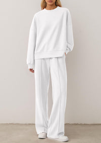 PRETTYGARDEN 2 Piece Sets For Women Fall Trendy Long Sleeve Sweatshirt Wide Leg Pants Loungewear Set Matching Sweatsuit