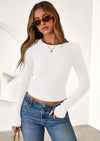 PRETTYGARDEN Womens Summer Fall Long Sleeve Shirts Ribbed Knit Fitted Basic Tee Going Out Tops Underscrub Casual Outfits
