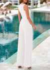 PRETTYGARDEN Sleeveless Dressy Square Neck Wide Leg Pants Knitted Rompers with Pockets