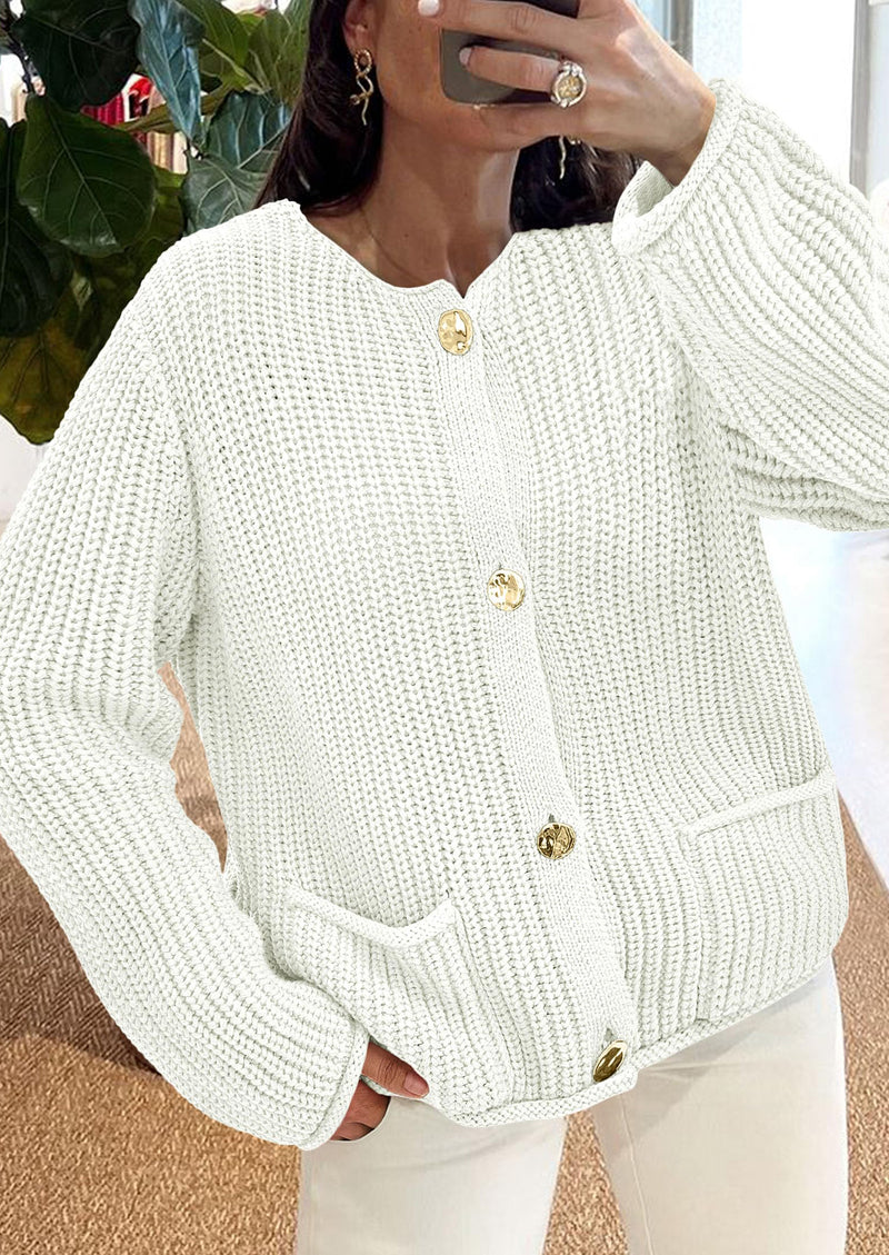 PRETTYGARDEN Cardigan Sweaters for Women Trendy Oversized Knit Chunky Button Cardigans Fall Winter Outfits with Pockets