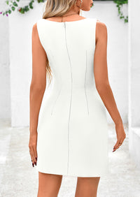 Sleeveless Boat Neck Zipper Bodycon A Line Business Work Mini Dresses
