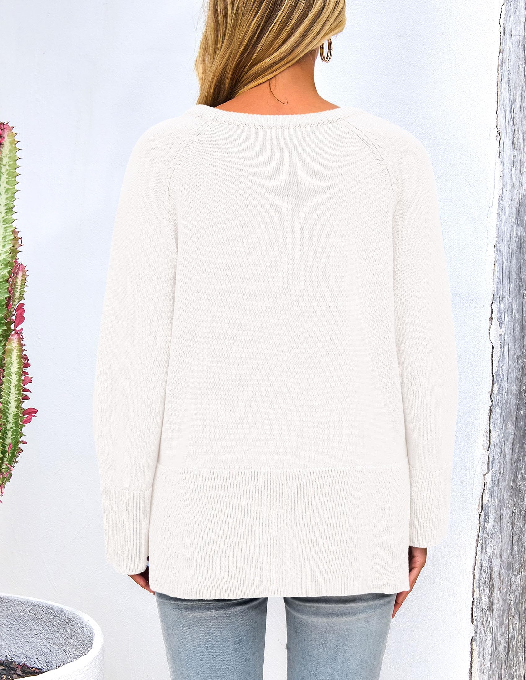 PRETTYGARDEN Women's Knit Fall Sweaters Long Sleeve Pullover Crewneck Split Hem Oversized Tunic Sweater Tops Winter Clothing