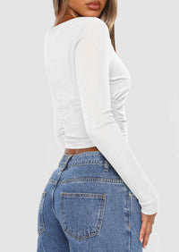 Boat Neck Long Sleeve Sheer Crop Cover Up with Spaghetti Strap Camisole 2 Piece Blouses