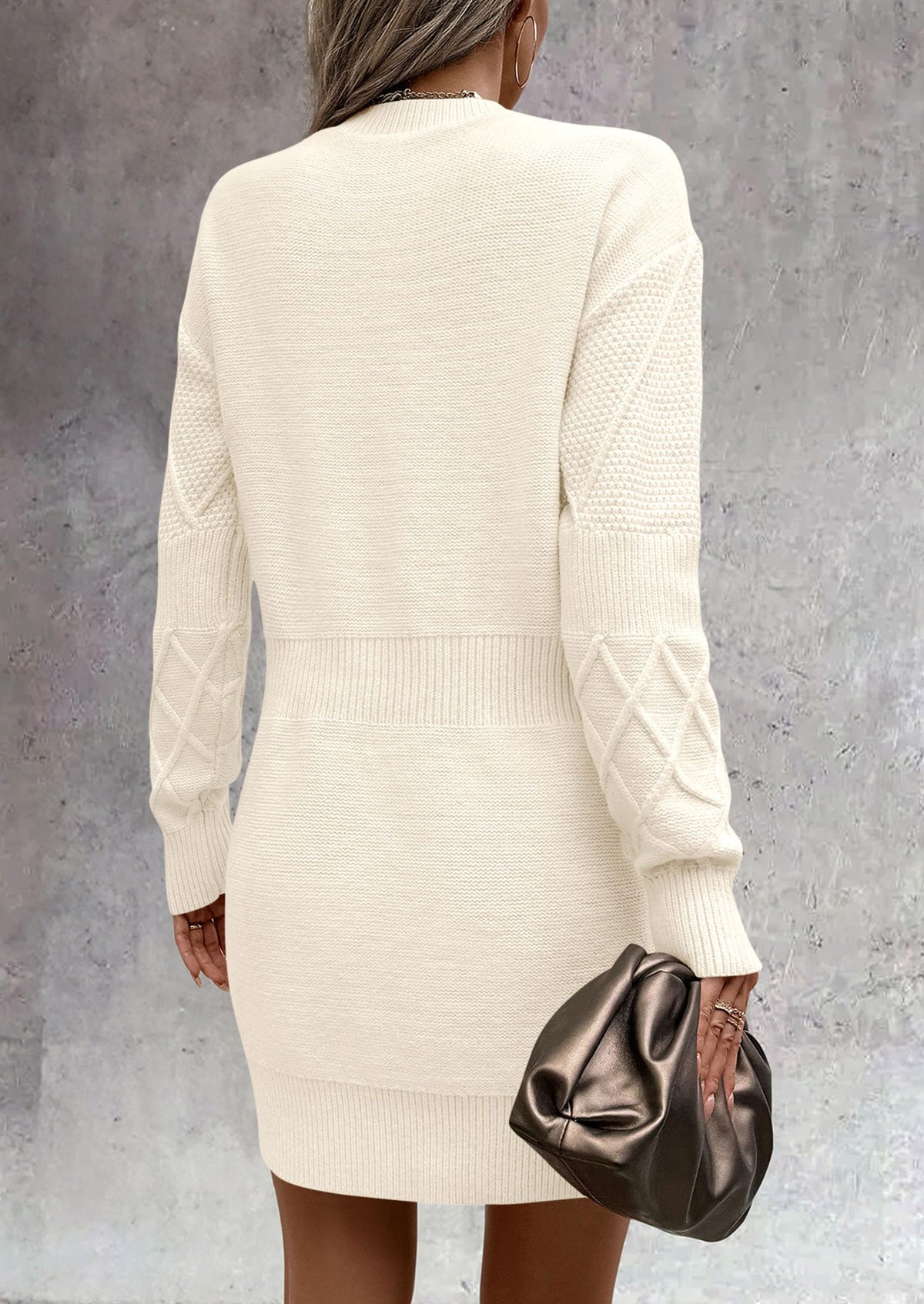 Long Sleeve Chunky Ribbed Knit Mini Sweater Dresses