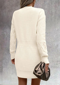 Long Sleeve Chunky Ribbed Knit Mini Sweater Dresses
