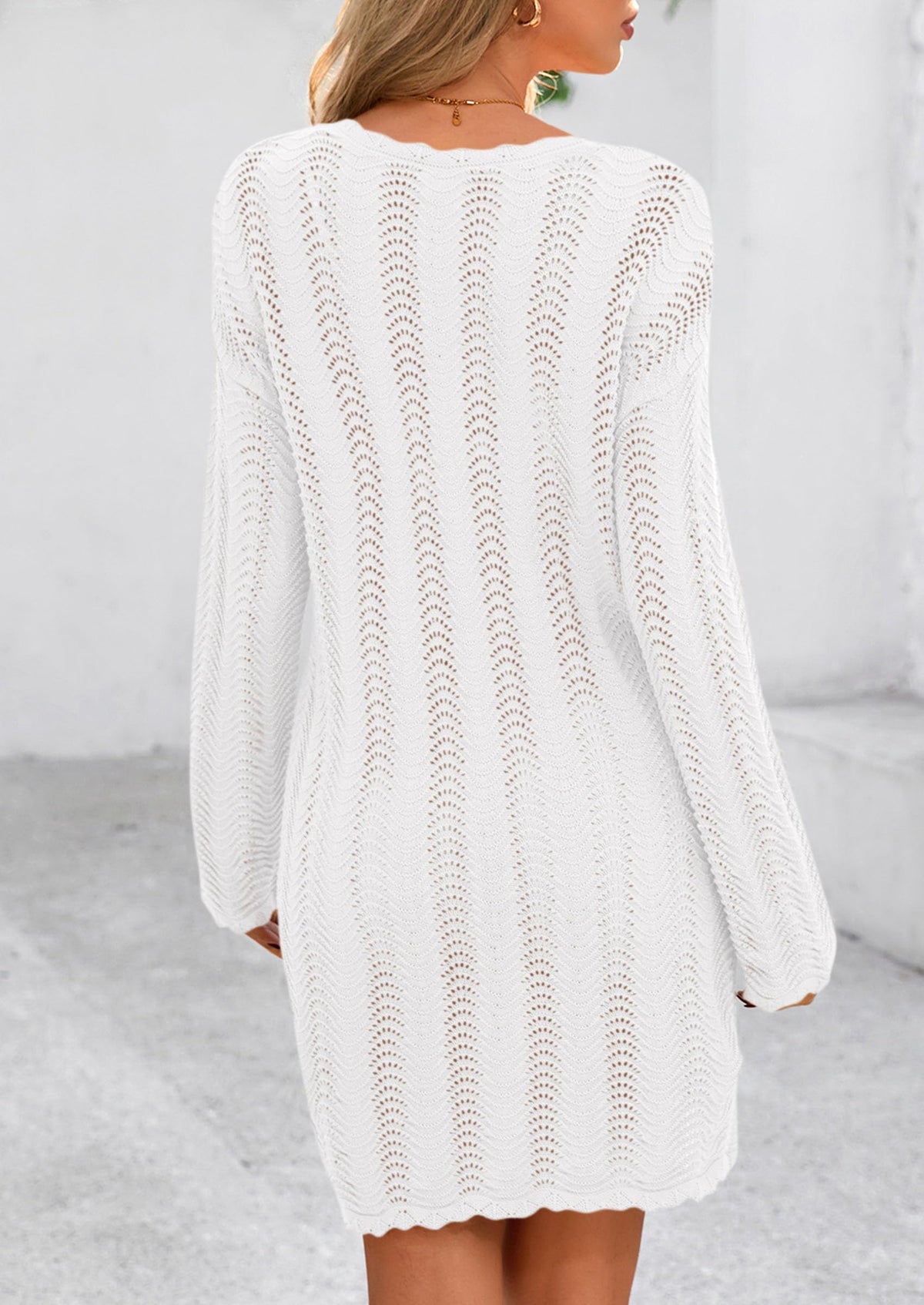 Crochet Knit Hollow Out Beach Vacation Cover Ups Dress