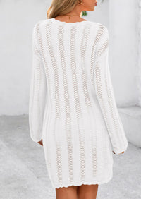 Crochet Knit Hollow Out Beach Vacation Cover Ups Dress