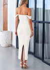 PRETTYGARDEN Womens Off The Shoulder Dress Ruched Bodycon Sleeveless Split Cocktail Party Maxi Dresses