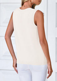 Sleeveless Button Down Business Casual Knit Tank Tops