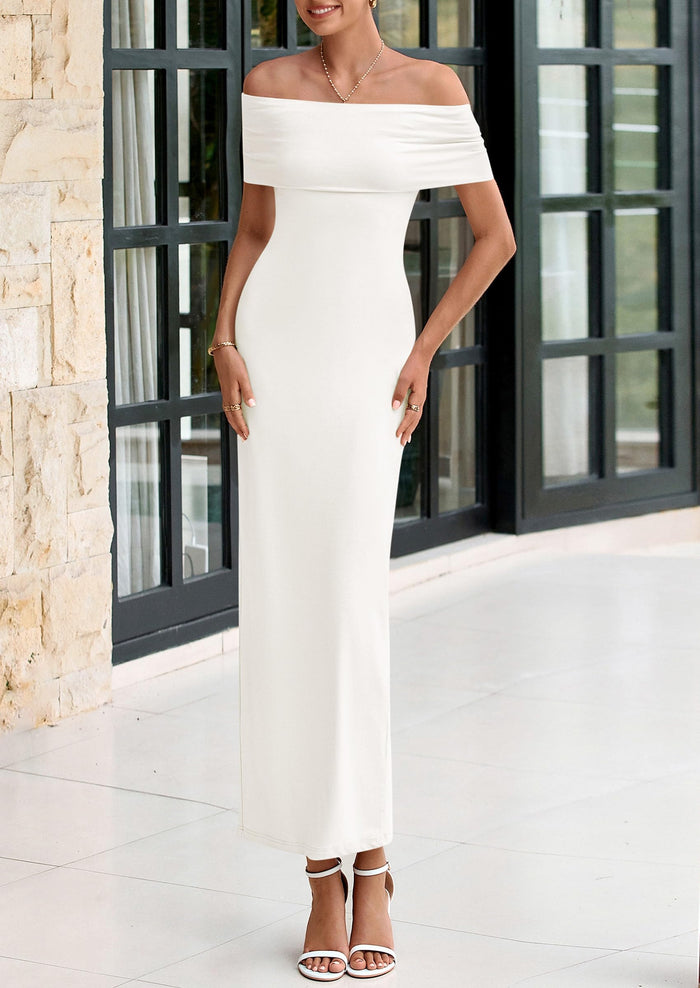Off The Shoulder Elegant Bodycon Formal Cocktail Party Evening Maxi Dresses