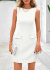 PRETTYGARDEN Womens Formal Sleeveless Summer Dresses Boat Neck Bodycon Elegant A Line Business Work Mini Dresss