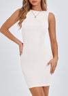 PRETTYGARDEN Spring Dresses for Women Sleeveless Bodycon Short Work Tank Dress Summer Casual Ribbed Mini Sundresses
