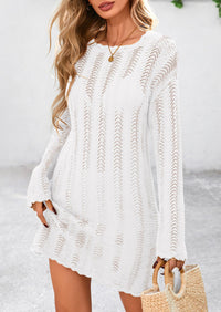 Crochet Knit Hollow Out Beach Vacation Cover Ups Dress