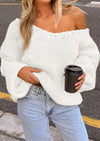 PRETTYGARDEN Women's Fall Oversized Sweaters Long Sleeve V Neck Dressy Casual Chunky Knit Loose Pullover Tops Winter Clothing