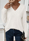 PRETTYGARDEN Fall Fashion Long Sleeve Shirts for Women Ribbed Knit V Neck Dressy Casual Lightweight Sweaters Tunic Tops