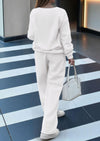 PRETTYGARDEN Casual Winter Two Piece Sets for Women V Neck Sweatshirt Loose Wide Leg Pants Tracksuit Knit Fall Outfits