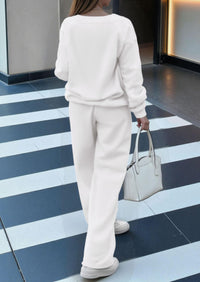 PRETTYGARDEN Casual Winter Two Piece Sets for Women V Neck Sweatshirt Loose Wide Leg Pants Tracksuit Knit Fall Outfits