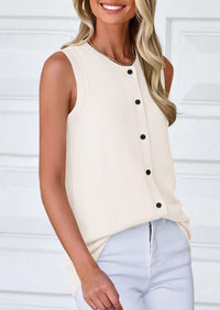 Sleeveless Button Down Business Casual Knit Tank Tops